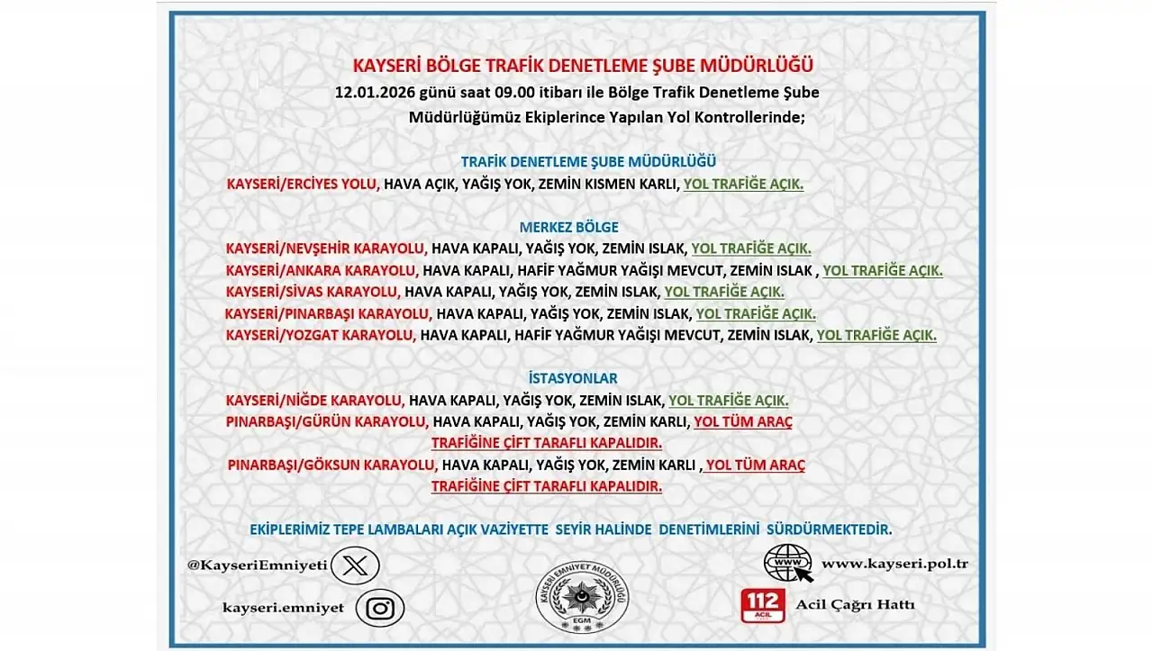 Kayseri'de o yollar ulaşıma kapandı!