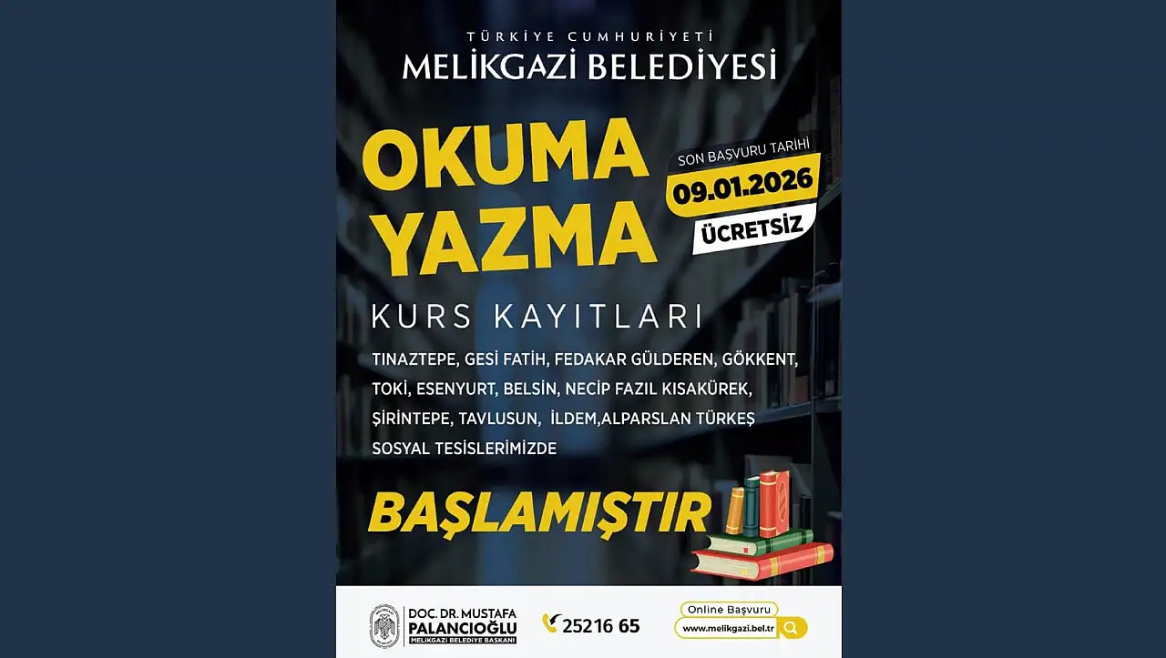 Melikgazi'de de okuma yazma kursları başlıyor!