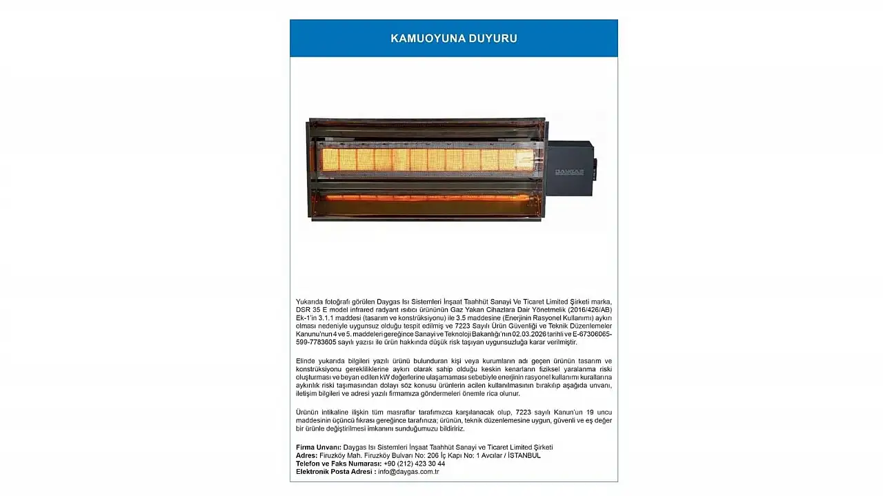 Kayserililer dikkat: Bakanlık yayınladı, bir ısıtıcı markası toplatılıyor!