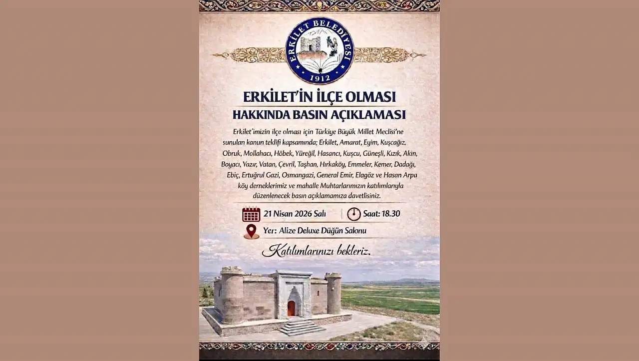 Erkilet ilçe mi oluyor? Belediye logosu yeniden gündemde!