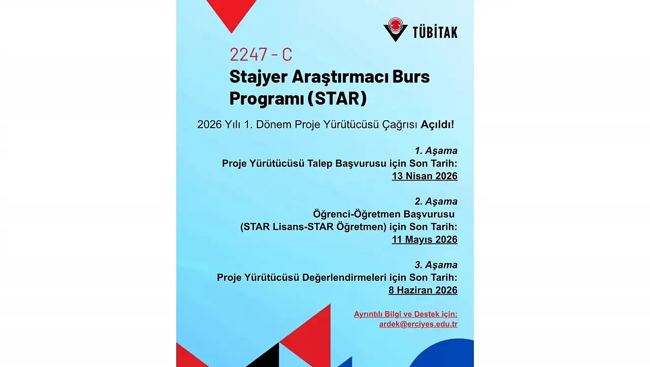 Kayserili genç zihinlere dev destek: TÜBİTAK STAR 2026 başvuruları başladı!