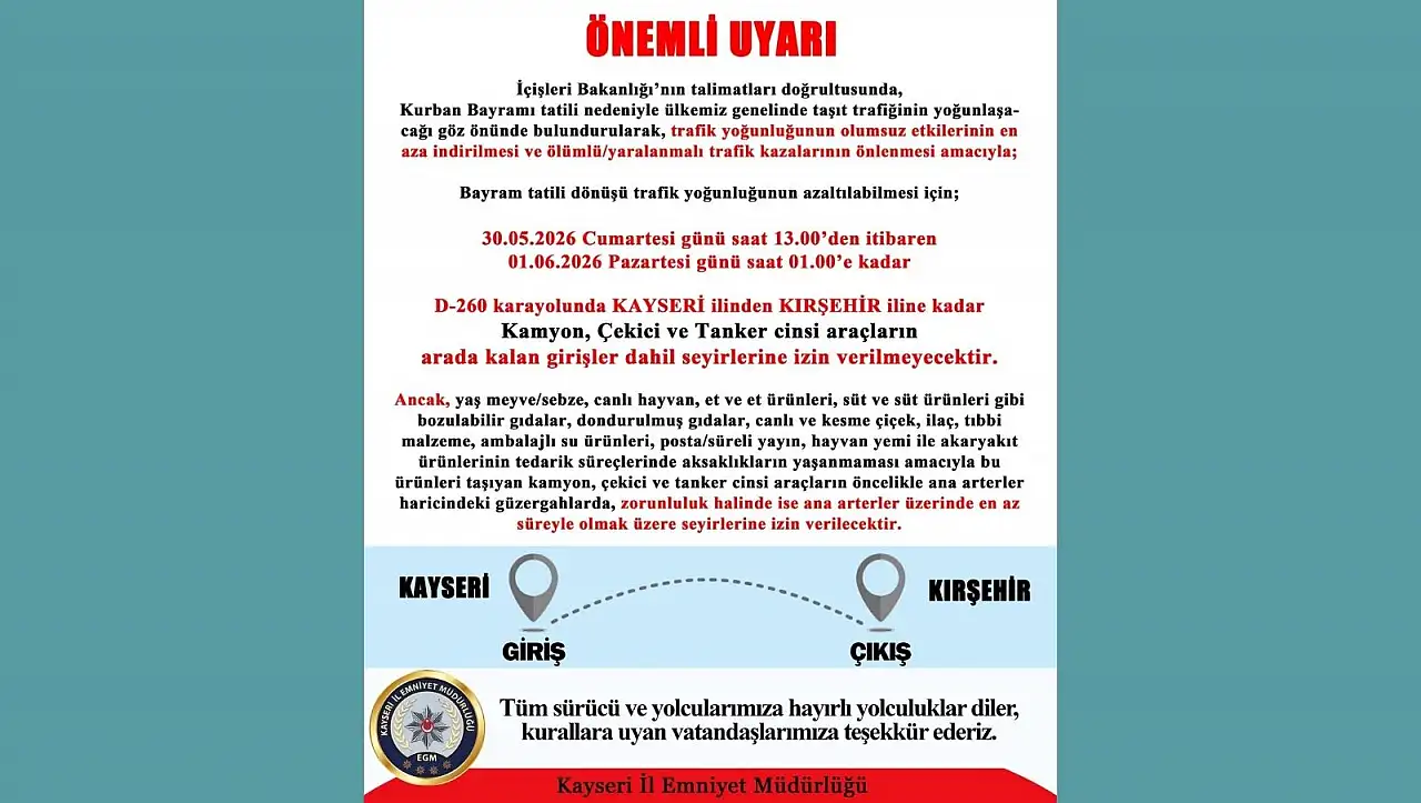 Kayseri'de son dakika trafik kararı! Yasak resmen başladı