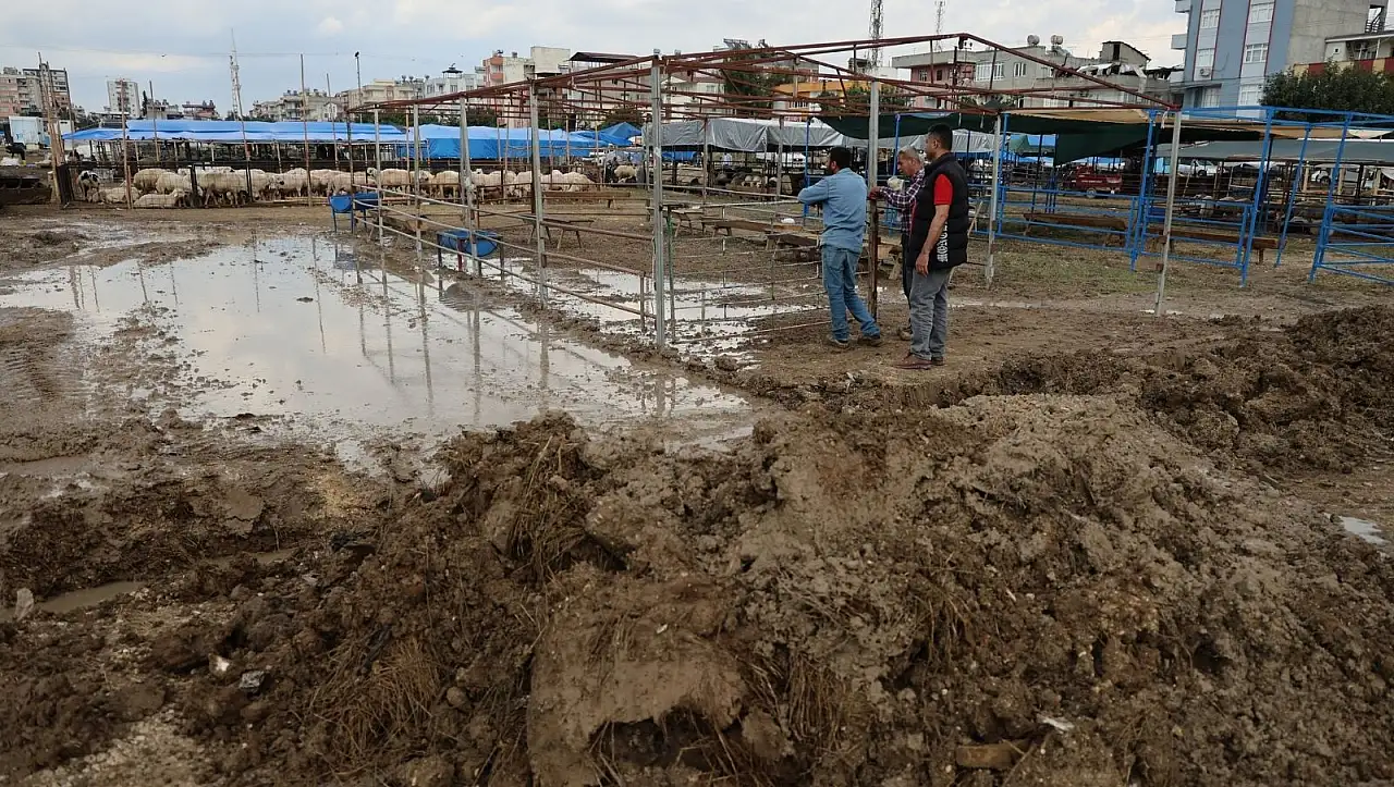Adana'da kurban pazarlarını su bastı, besiciler belediyeye isyan etti