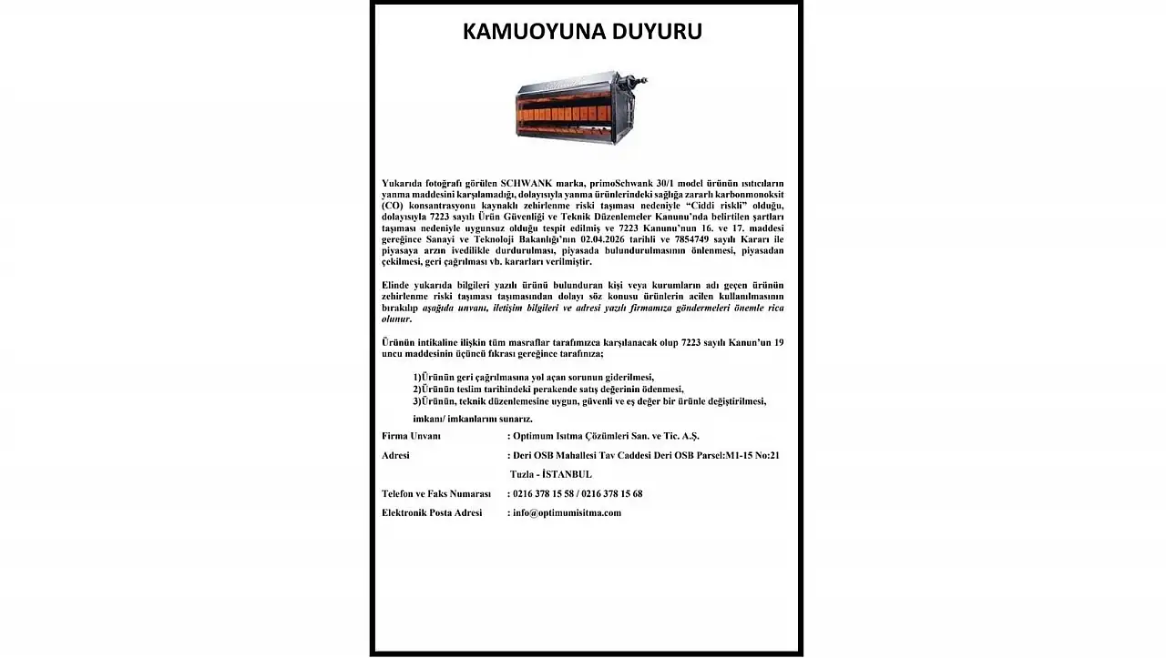 Kayserililer dikkat: Zehirlenme riskinden ısıtıcı toplatılıyor!