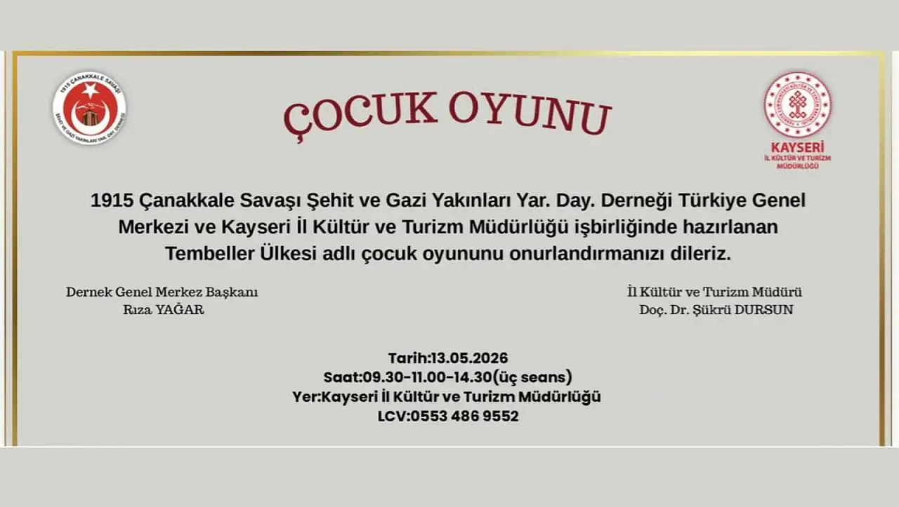 Kayseri'de çocuklara özel ücretsiz oyun düzenlenecek!