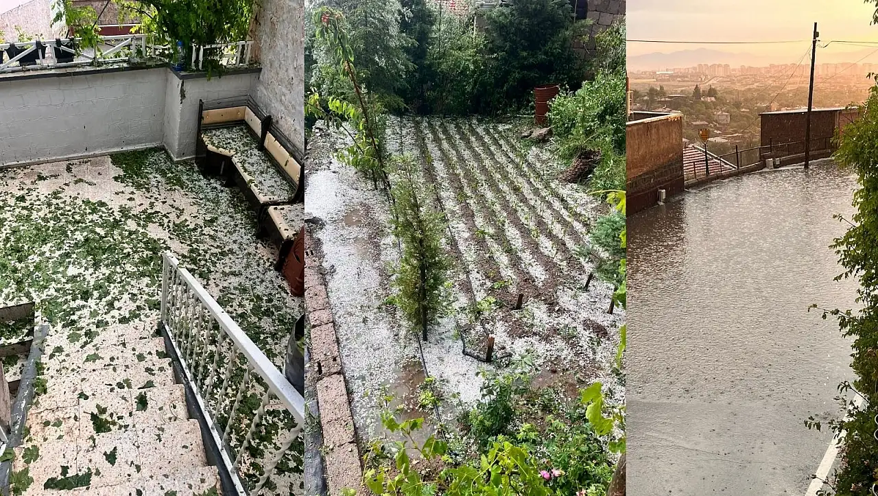 Kayseri'de şiddetli yapış tarım arazileri ve meyve ağaçlarına zarar verdi