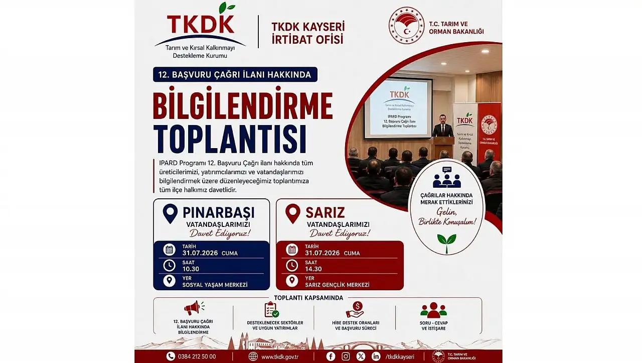 TKDK'nın 12. Başvuru Çağrı İlanı Sarız'da tanıtılacak