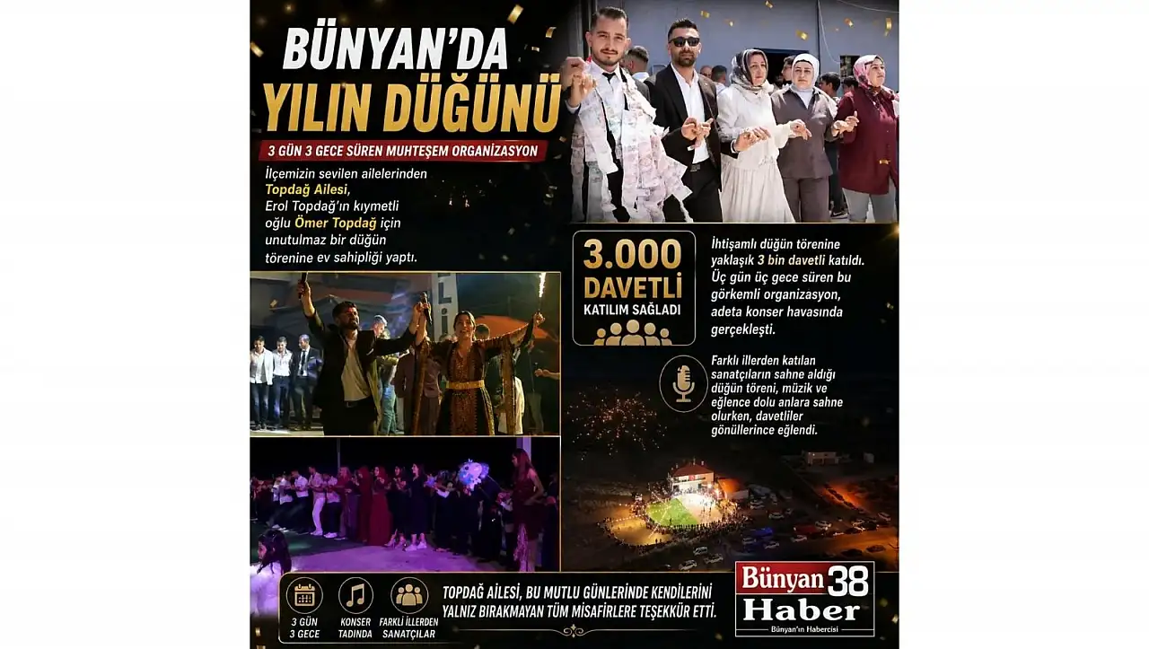 Kayseri'de Topdağ ailesinin mutlu günü: 3 bin davetlinin katıldığı düğün yılın düğünü oldu!