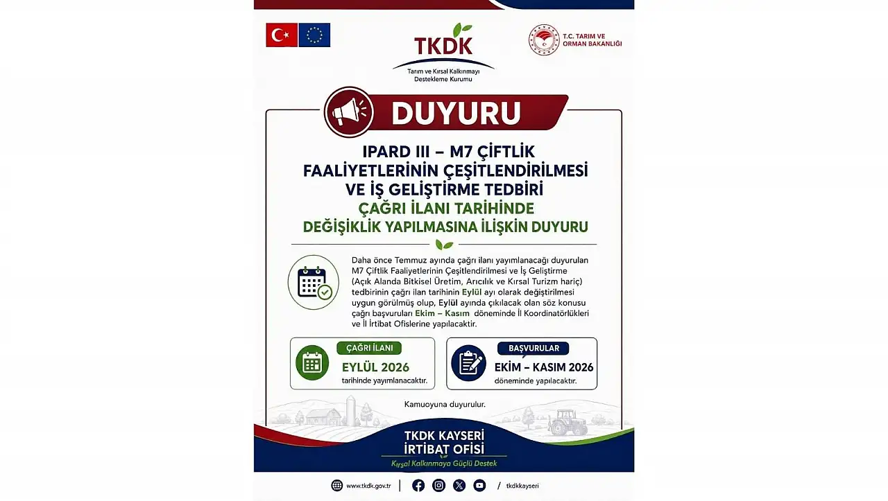 TKDK Kayseri'den üreticilere önemli uyarı!
