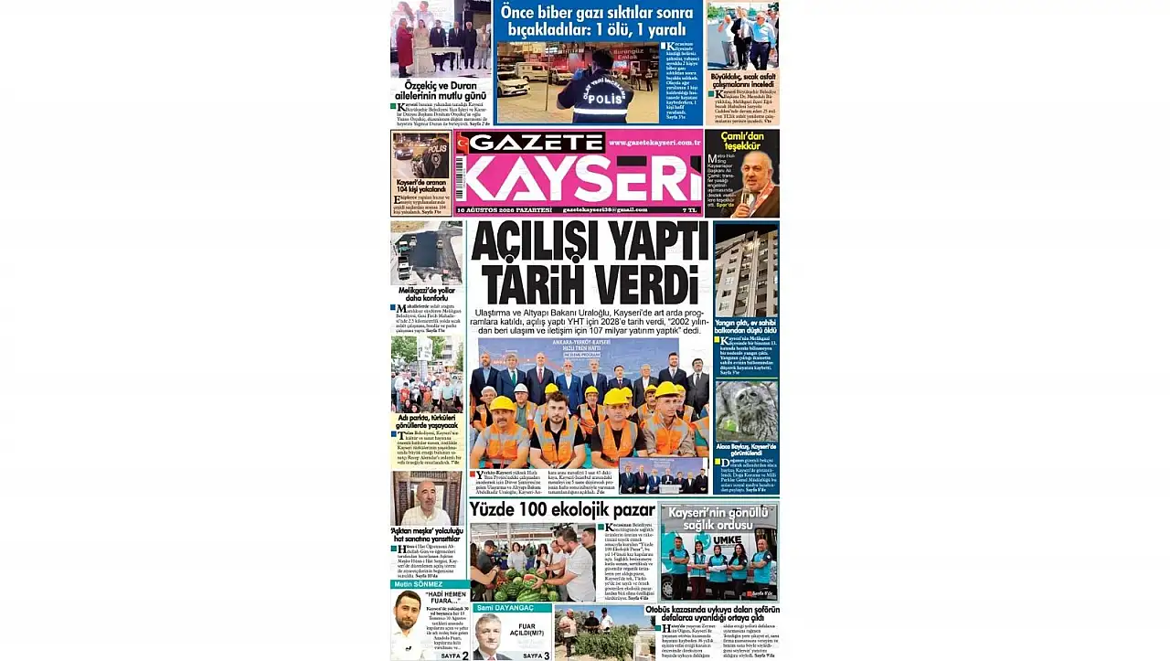 Kayseri yerel gazeteleri 10 Ağustos sabahına hangi manşetlere çıktı?