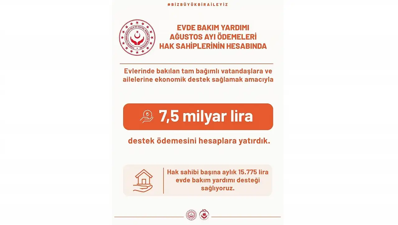 Milyonları ilgilendiriyor: Evde Bakım Yardımı ödemeleri başladı!