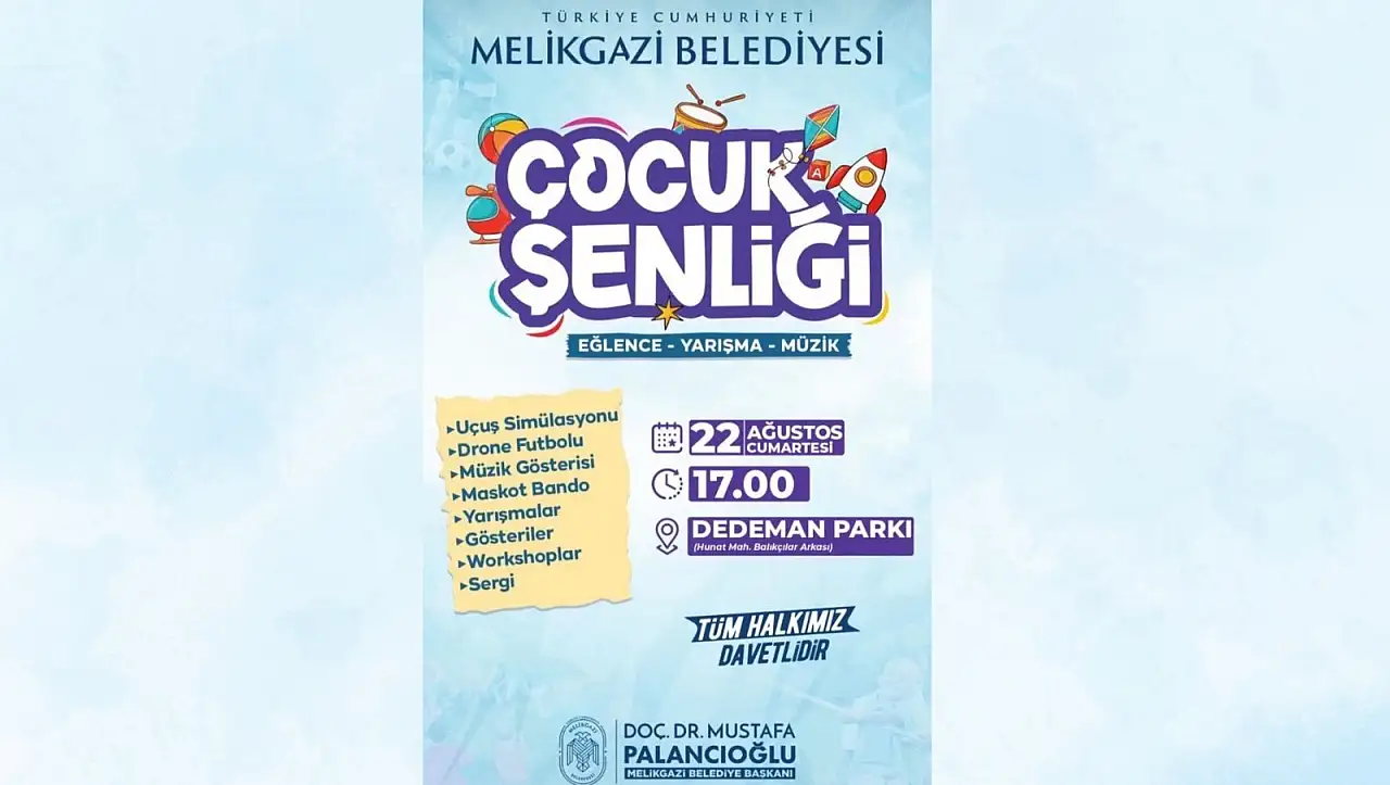 Melikgazi'de çocuk şenliği için geri sayım başladı!