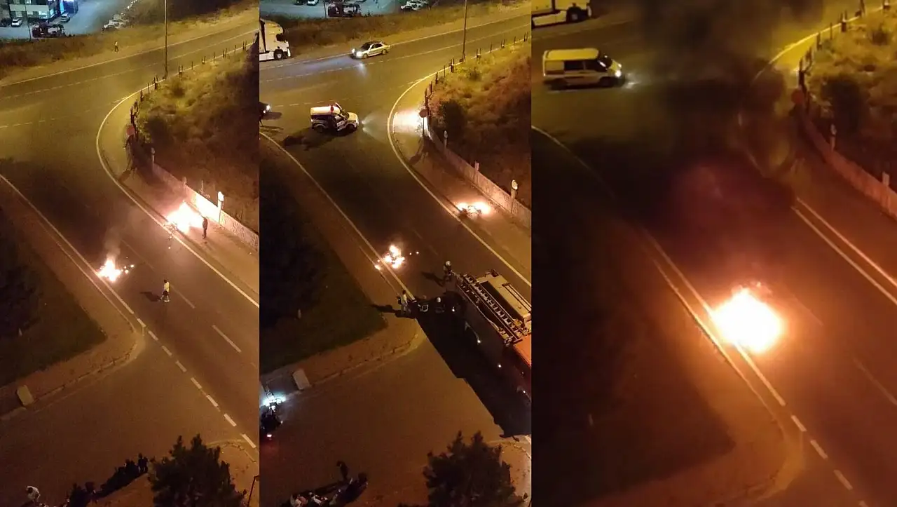 Tınaztepe'de seyir halindeki motosiklet küle döndü!