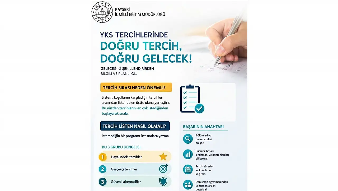 Kayserililer dikkat! YKS tercih döneminde doğru tercih için önemli uyarılar