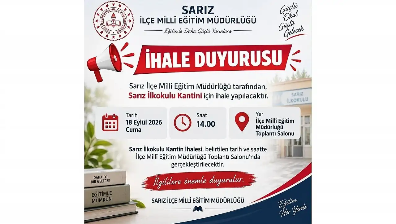 Sarız'da kantin ihalesi için tarih belli oldu! İşte detaylar
