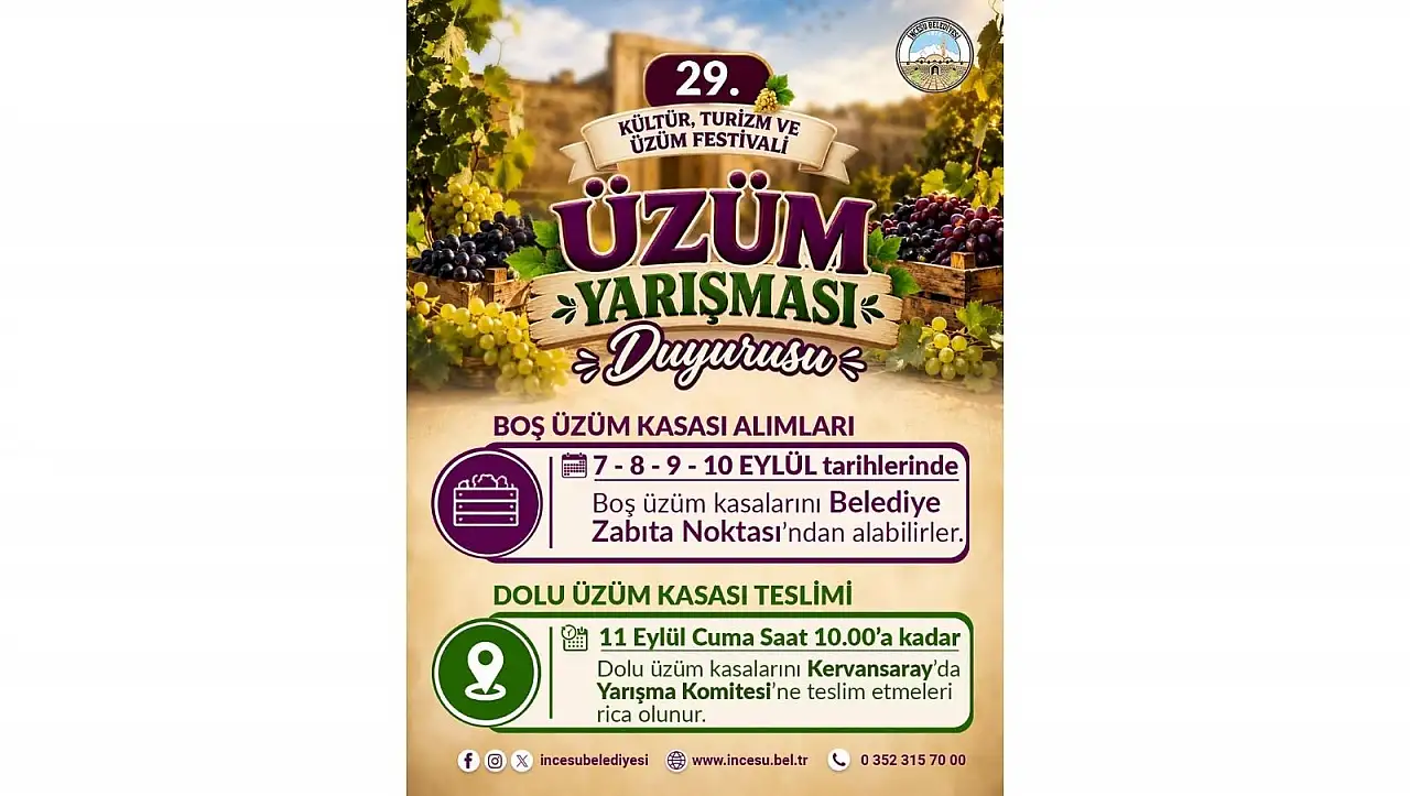 Kayseri'de Üzüm Festivali başlıyor: Yerel üreticilere duyuru!