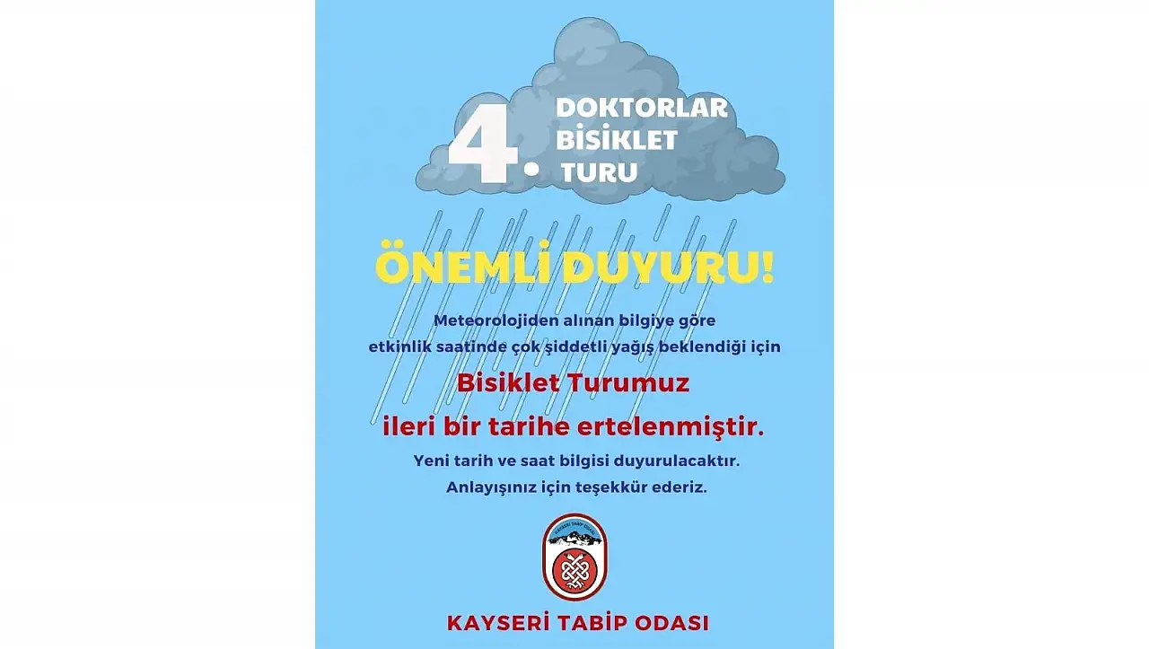 Kayseri'de heyecanla beklenen etkinlik ertelendi: Şiddetli yağış bekleniyor!