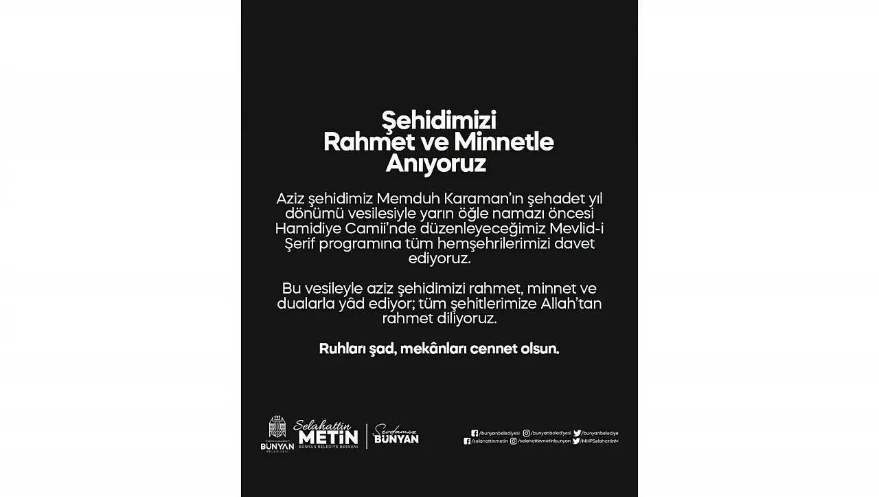 Kayseri'de 52 yıl önce şehit olan isim unutulmadı: O ilçede eller semaya açılacak!