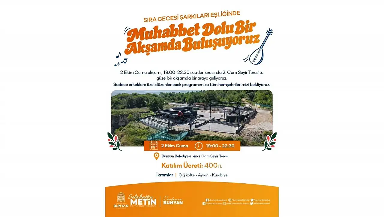 Kayseri'de Sıra Gecesi: Erkekler Buluşması heyecanla bekleniyor!