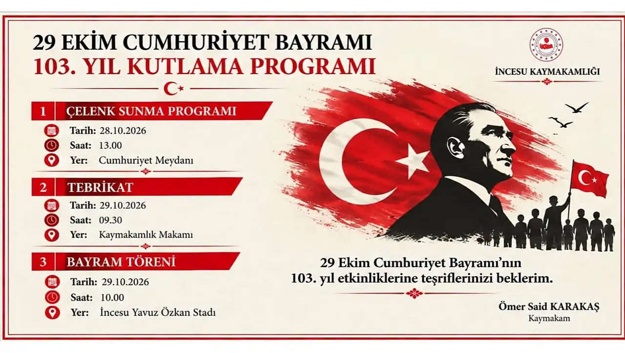 İncesu'da 29 Ekim programı belli oldu!