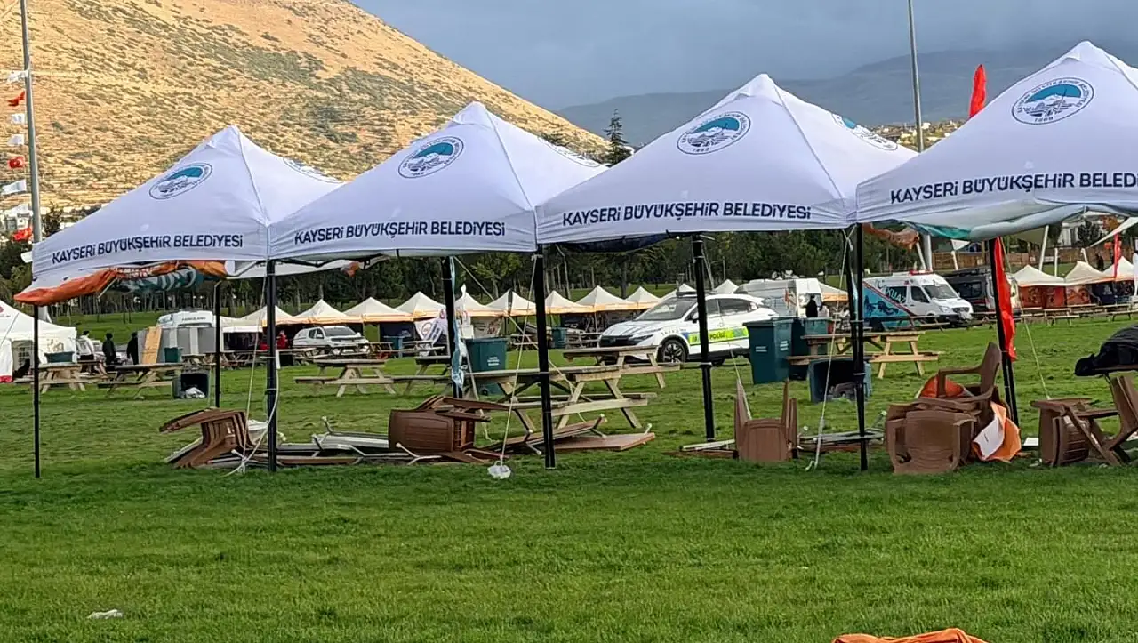 Kayseri'de fırtına nedeniyle BİLİMFEST alanı boş kaldı! Gözler Türk Yıldızları gösterisinde!
