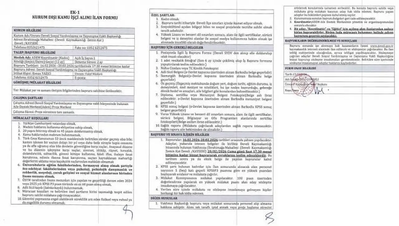 Develi'de kadınlara özel kamu fırsatı!