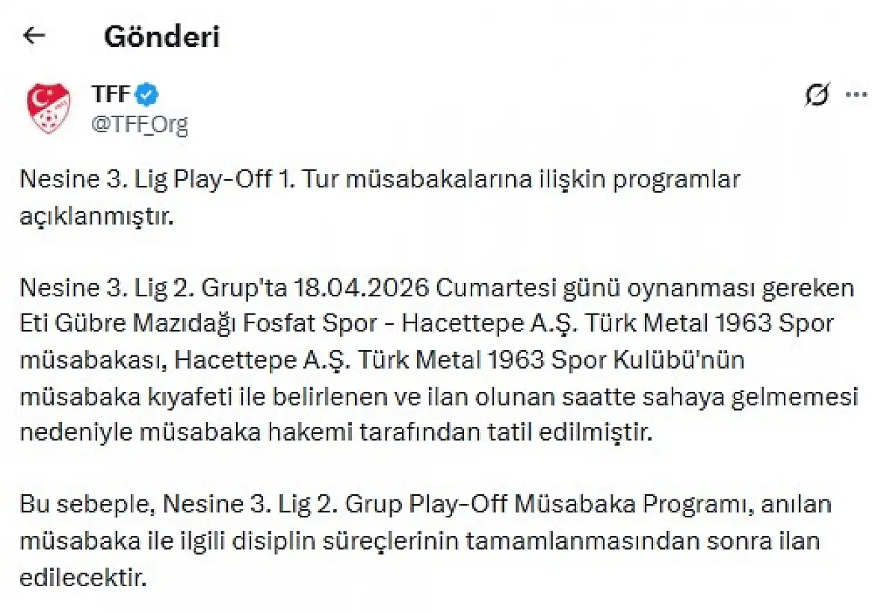 Erciyes 38 FK'nın Play-Off rakibi belli oldu mu? TFF programını açıkladı mı?