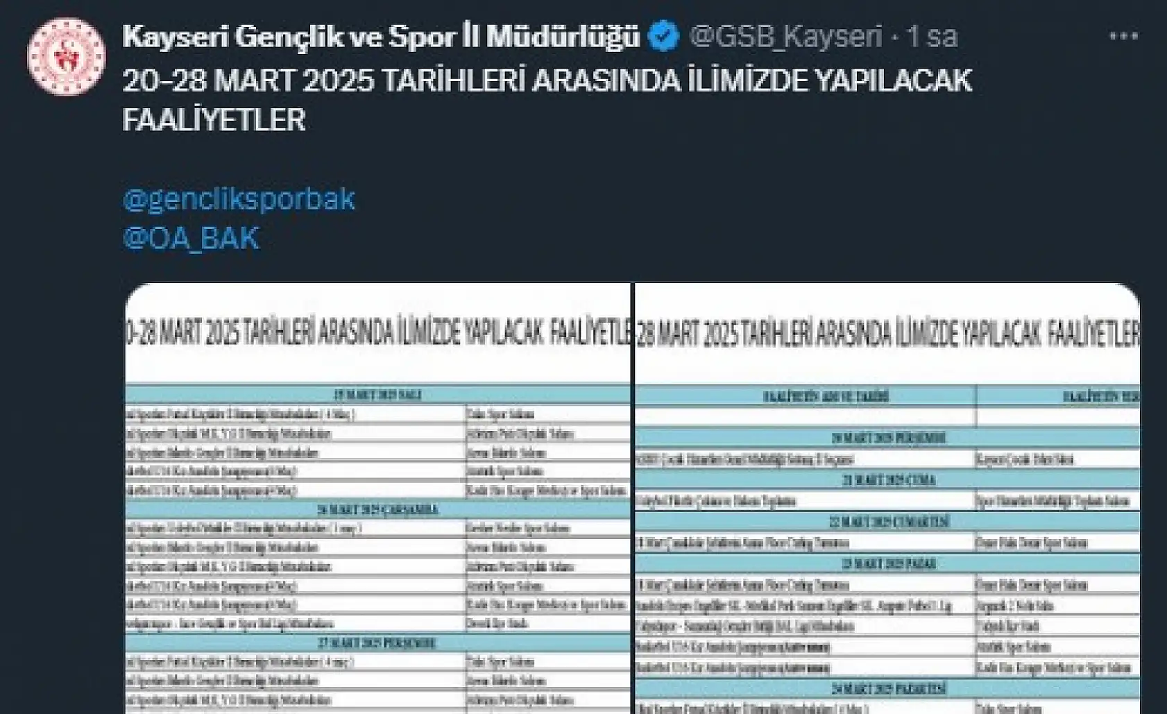 Kayseri'de 20 Mart 2025 sosyal medya hesaplarında neler paylaşıldı? İşte gündem olan çarpıcı konular…