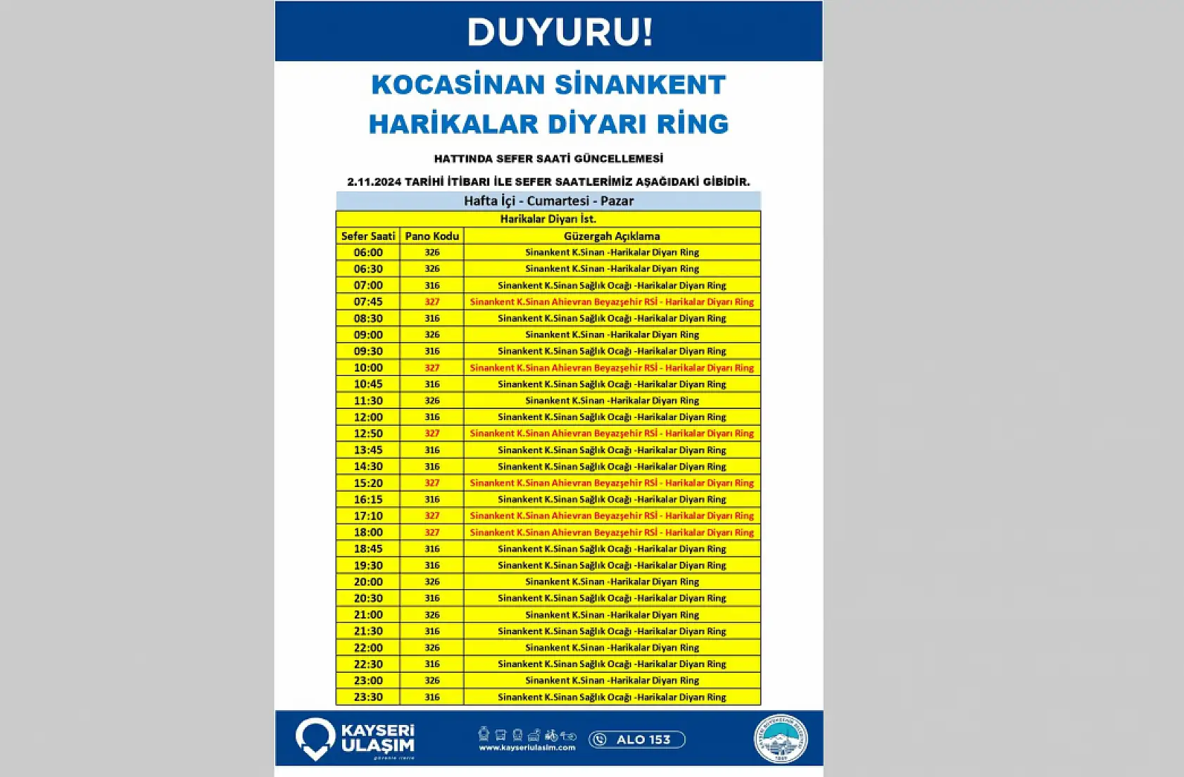 Kayseri'de bu hafta hangi otobüs hatlarında değişiklik yapıldı? İşte değişiklik yapılan ve iptal edilen o hatlar!