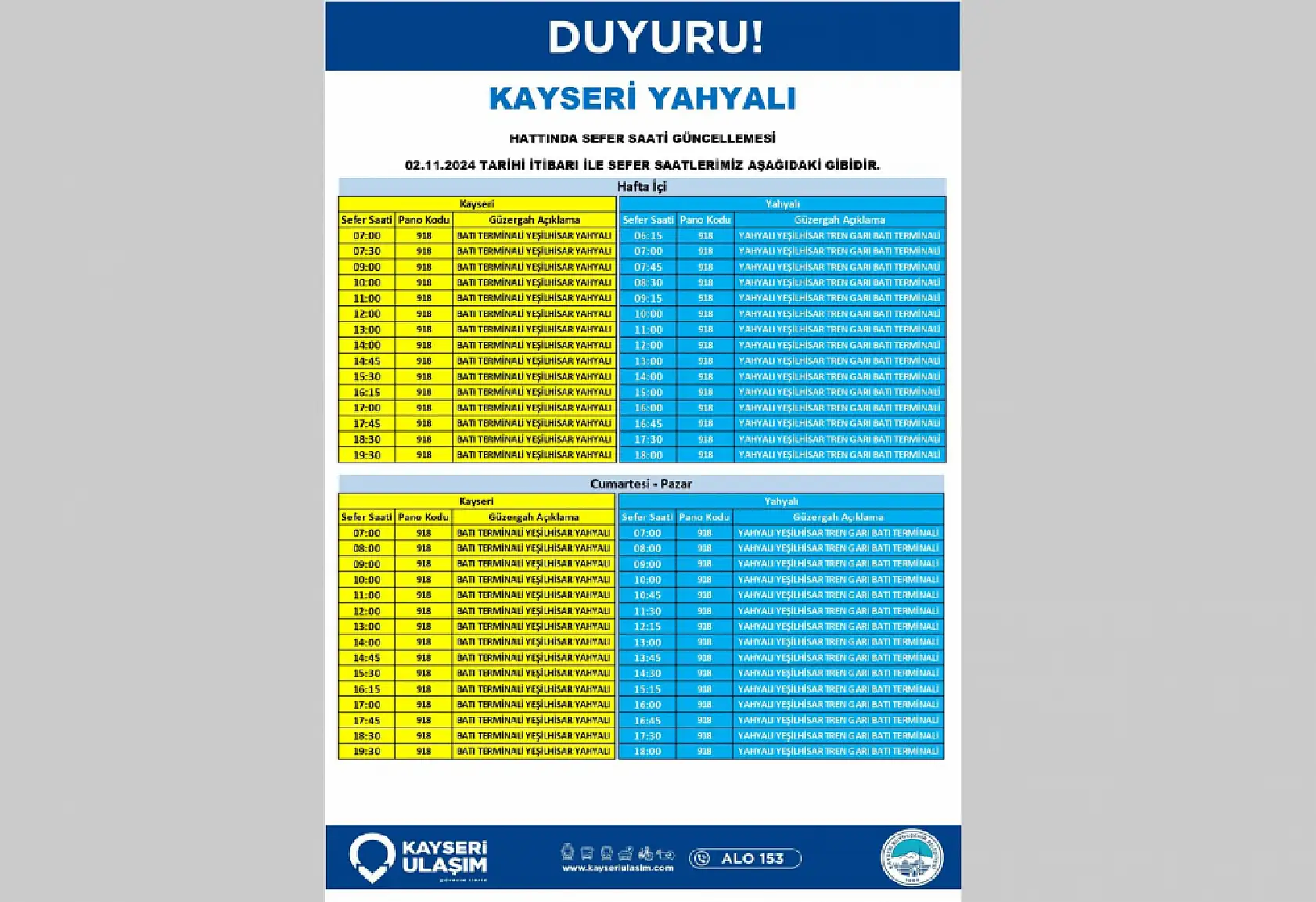Kayseri'de bu hafta hangi otobüs hatlarında değişiklik yapıldı? İşte değişiklik yapılan ve iptal edilen o hatlar!