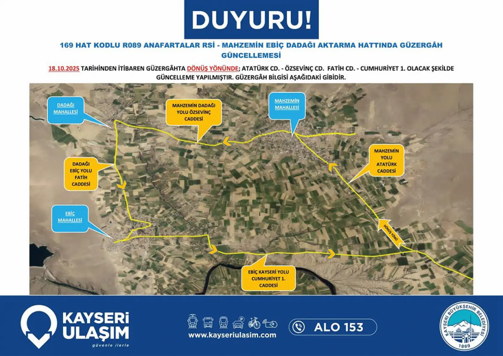 Kayseri'de 12 toplu taşıma güzergahında kritik değişiklik: Sefer saatleri güncellendi!