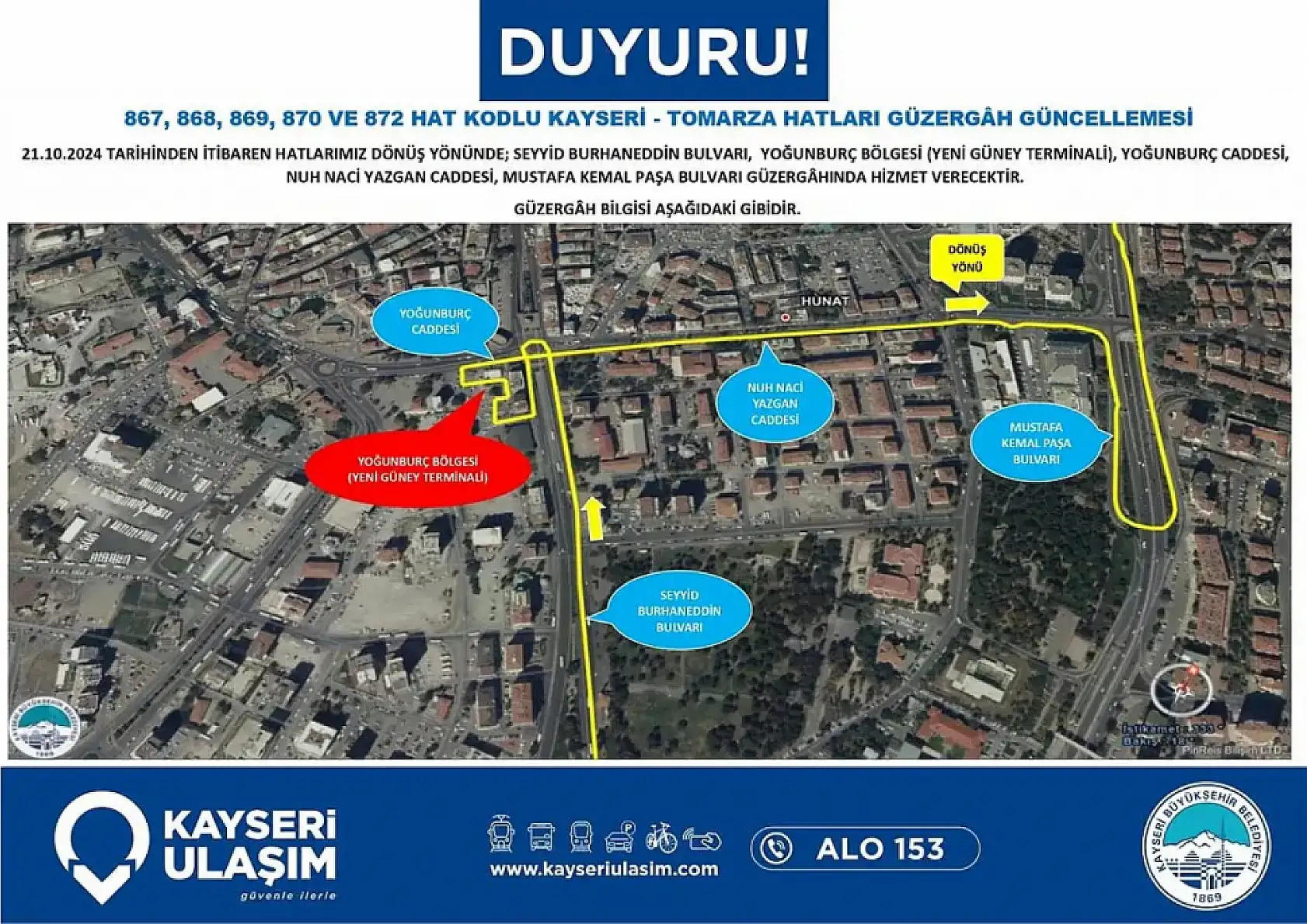 Son dakika: Kayseri'de otobüs güzergâhları değişti!