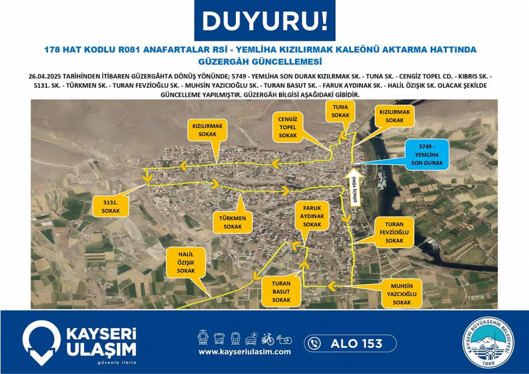 Kayseri'de toplu taşıma güzergah ve sefer saatlerinde yeni düzenlemeler yapıldı!