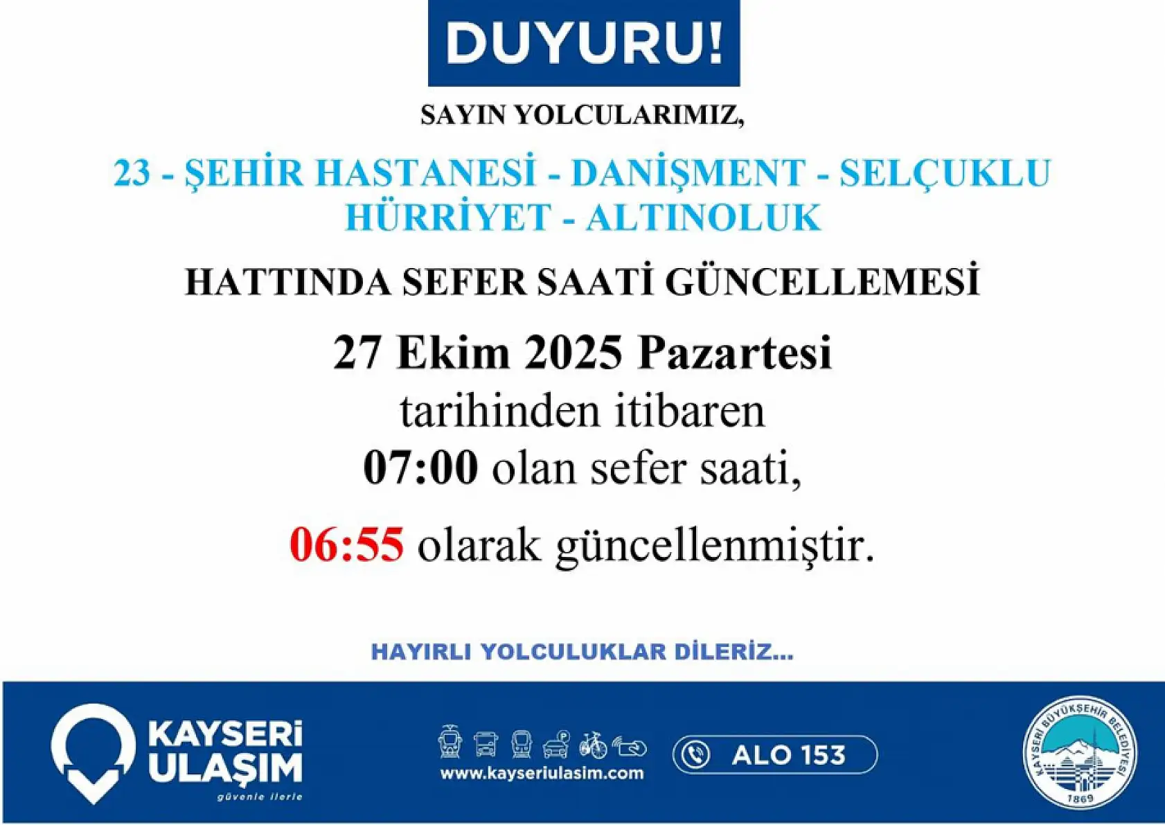 Kayseri'de ulaşım değişikliği: İşte güncellenen otobüs hatları!