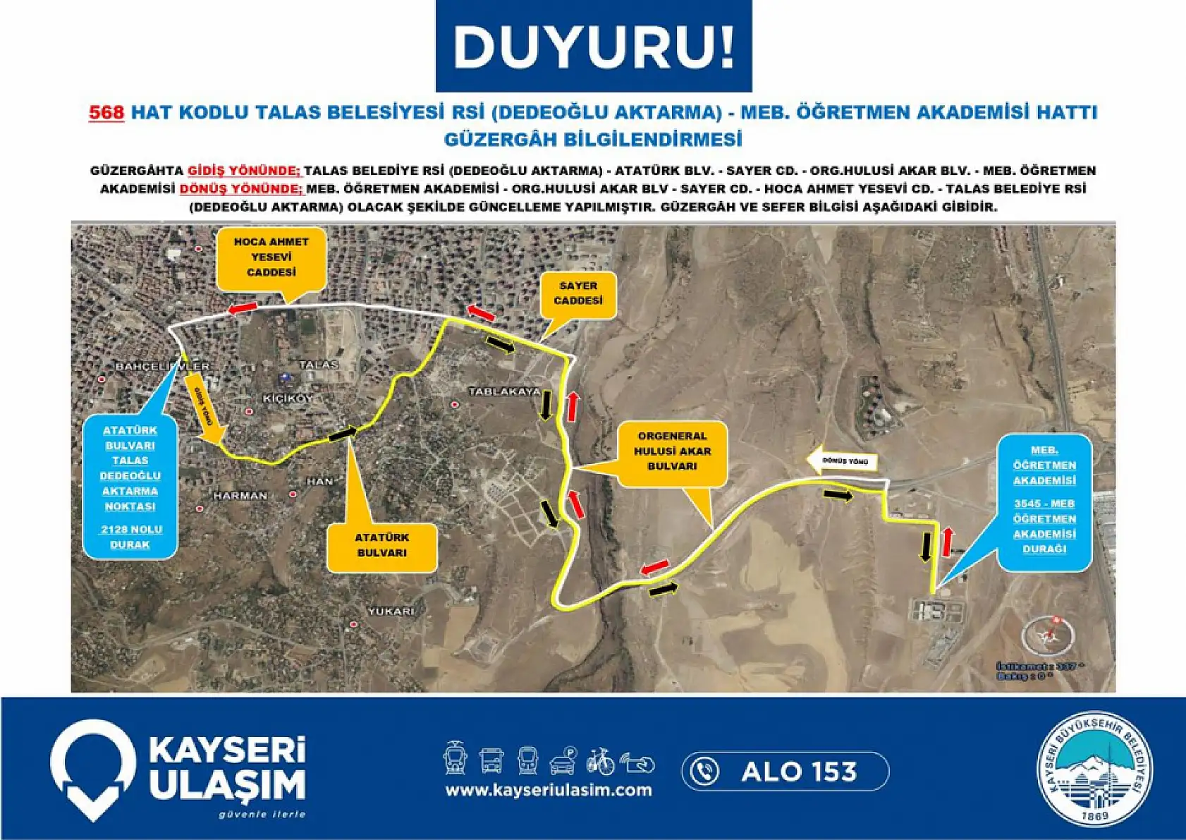 Kayseri Milli Eğitim Akademisi'ne nasıl gidilir? İşte güzergah ve saat bilgileri...