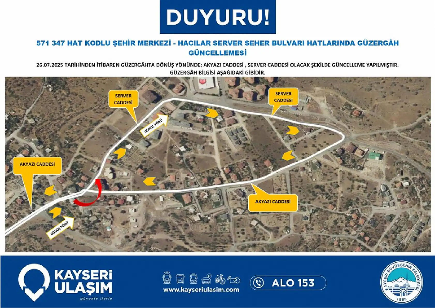 Kayseri'de toplu ulaşım düzenlemesi: Hacılar, Talas, Harikalar Diyarı...
