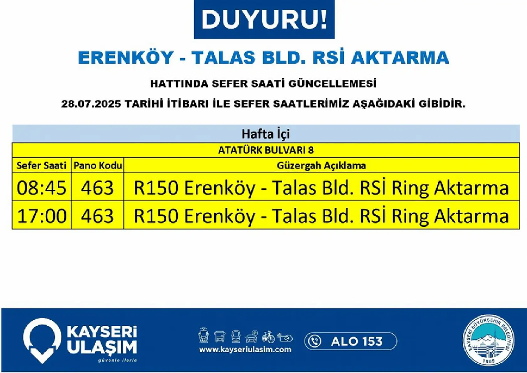 Kayseri'de toplu ulaşım düzenlemesi: Hacılar, Talas, Harikalar Diyarı...