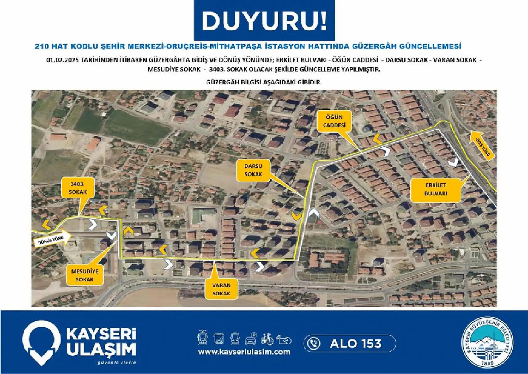 Kayseri'de otobüs güzergahlarında değişiklikler yapıldı!