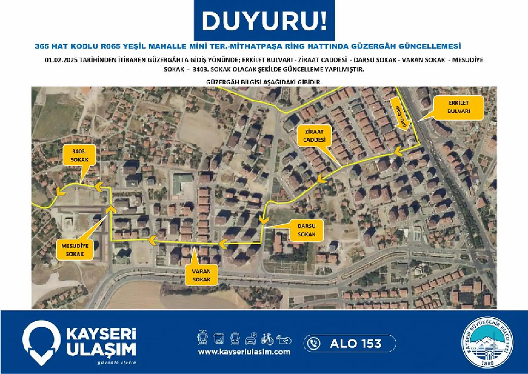 Kayseri'de otobüs güzergahlarında değişiklikler yapıldı!