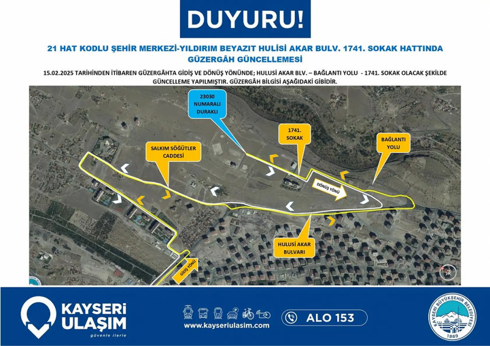 Kayseri'de çok sayıda otobüs sefer ve güzergahında değişiklik yapıldı: Şehir Hastanesi, Zümrüt, Talas, Sanayi...