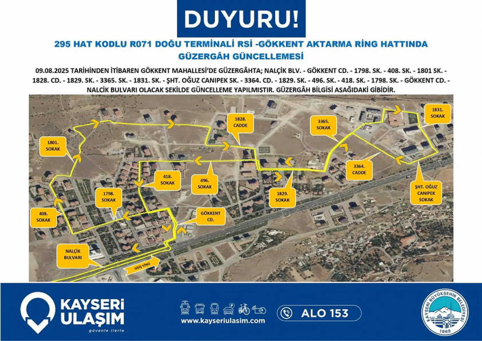Kayseri'de toplu ulaşım düzenlemesi: Bir yeni hat hizmete giriyor, çok sayıda güzergah değişiyor!