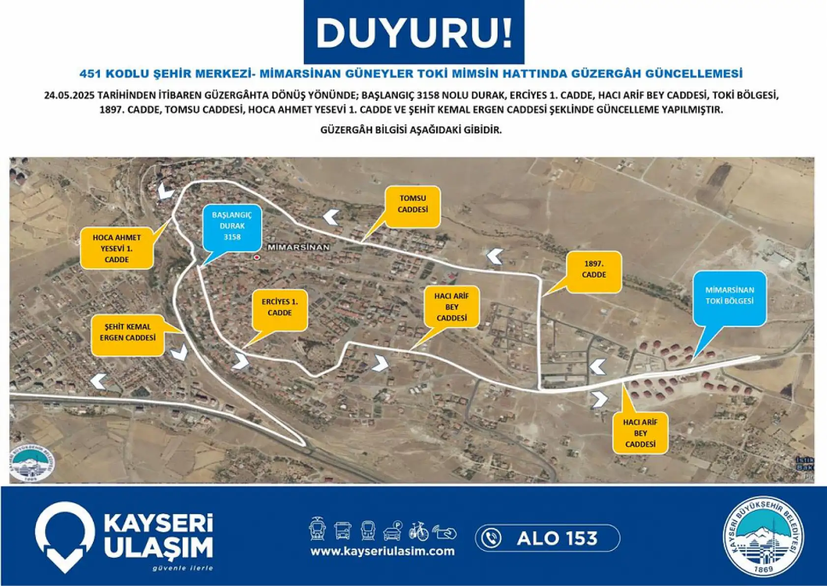 Kayseri'de toplu taşıma sefer ve güzergahları 2 haftalık aranın ardından yeniden güncellendi!