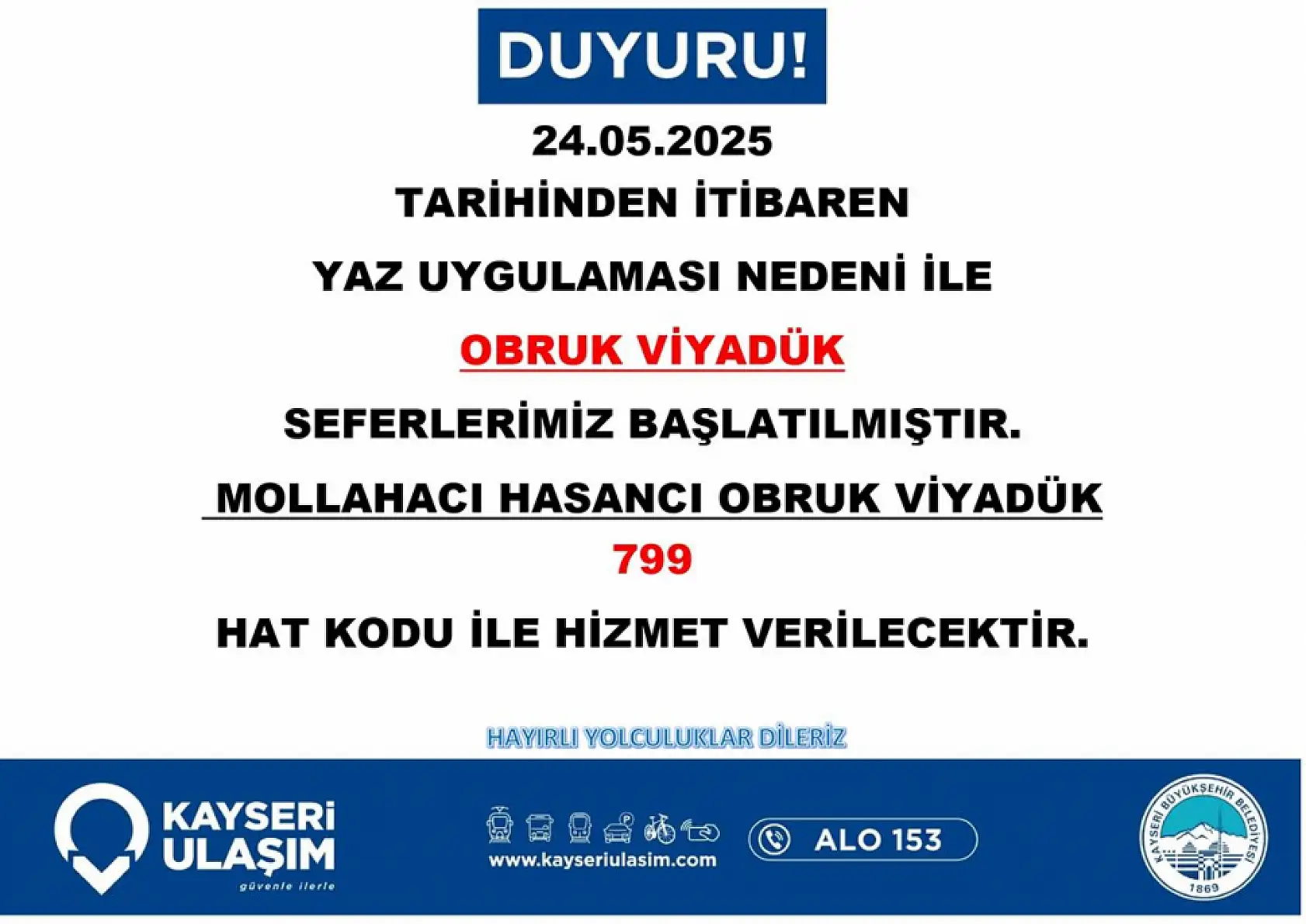Kayseri'de toplu taşıma sefer ve güzergahları 2 haftalık aranın ardından yeniden güncellendi!