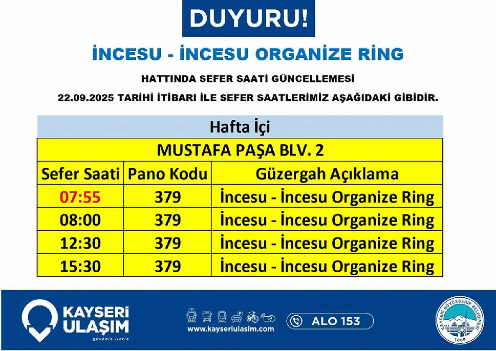Kayseri'de toplu ulaşım düzenlemesi: Yıldırım Beyazıt, Köprübaşı, İldem, Organize Sanayi, İncesu, Kepez, Süksün, Şehir Hastanesi...