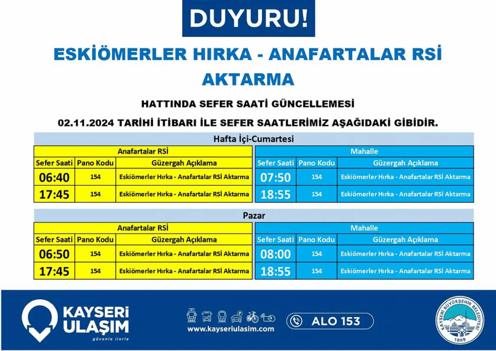 Kayseri'de bu hafta hangi otobüs hatlarında değişiklik yapıldı? İşte değişiklik yapılan ve iptal edilen o hatlar!