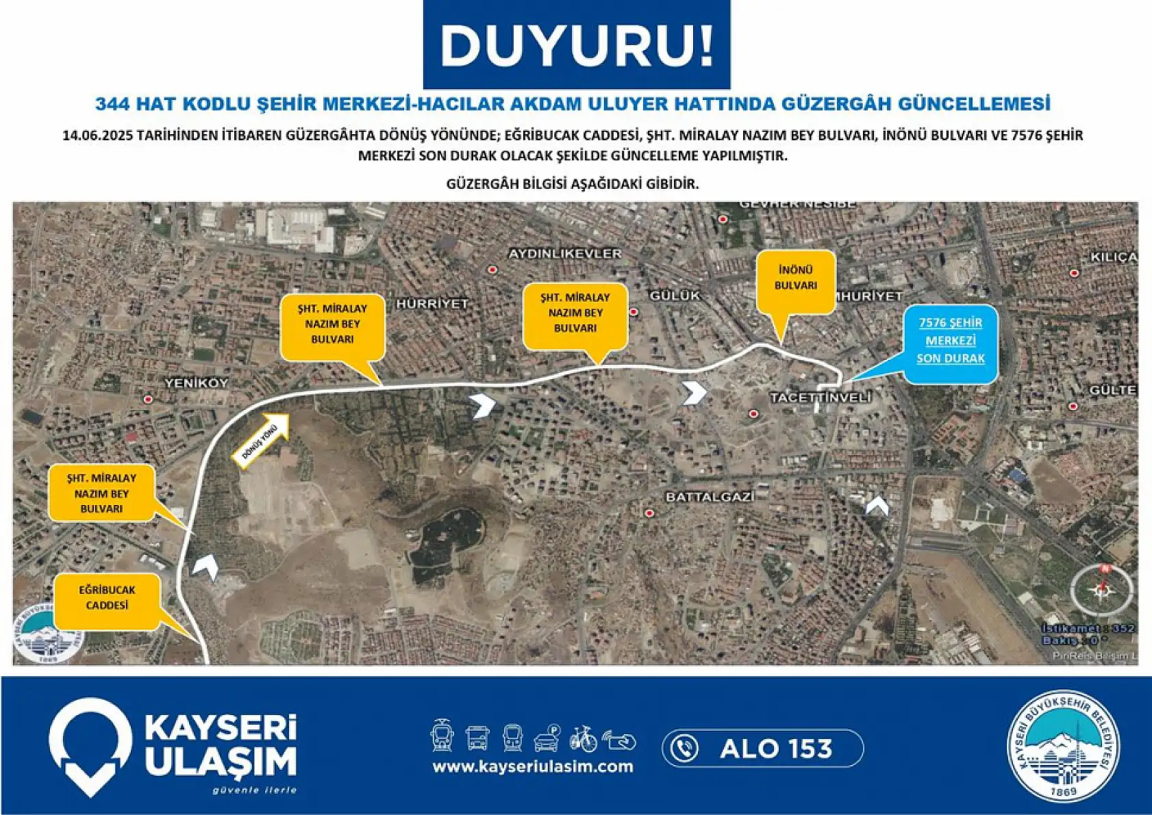 Kayseri'de toplu ulaşım düzenlemesi: Hacılar, Talas, Belsin, Organize, Fakülte çok sayıda güzergahta değişiklik yapıldı!
