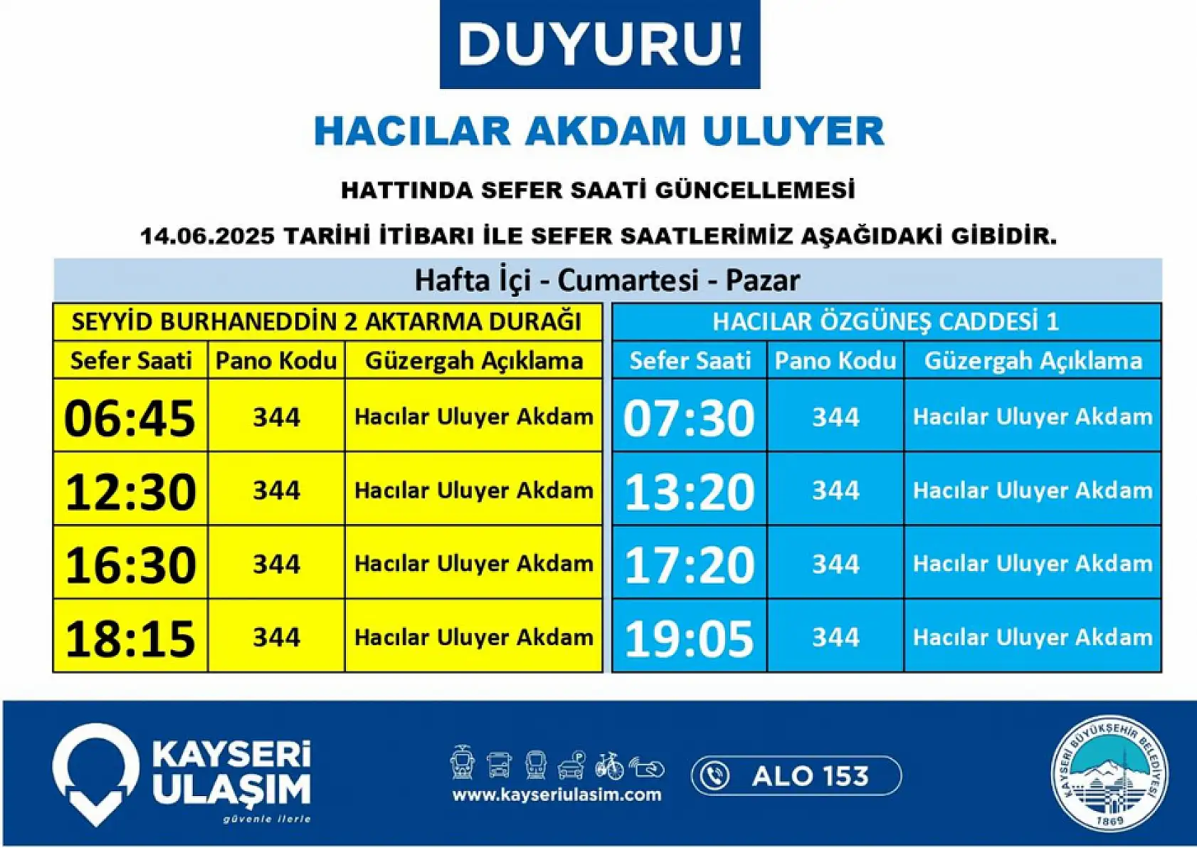 Kayseri'de toplu ulaşım düzenlemesi: Hacılar, Talas, Belsin, Organize, Fakülte çok sayıda güzergahta değişiklik yapıldı!