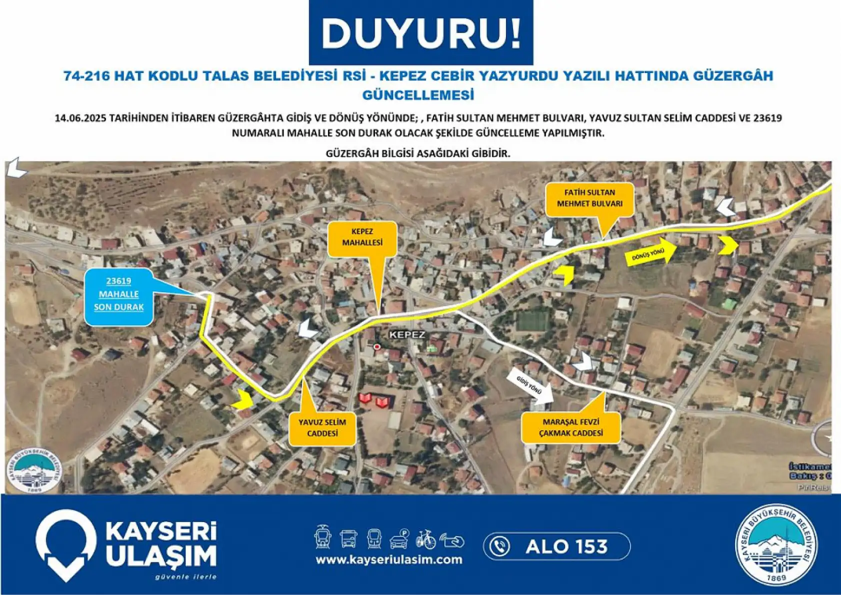 Kayseri'de toplu ulaşım düzenlemesi: Hacılar, Talas, Belsin, Organize, Fakülte çok sayıda güzergahta değişiklik yapıldı!