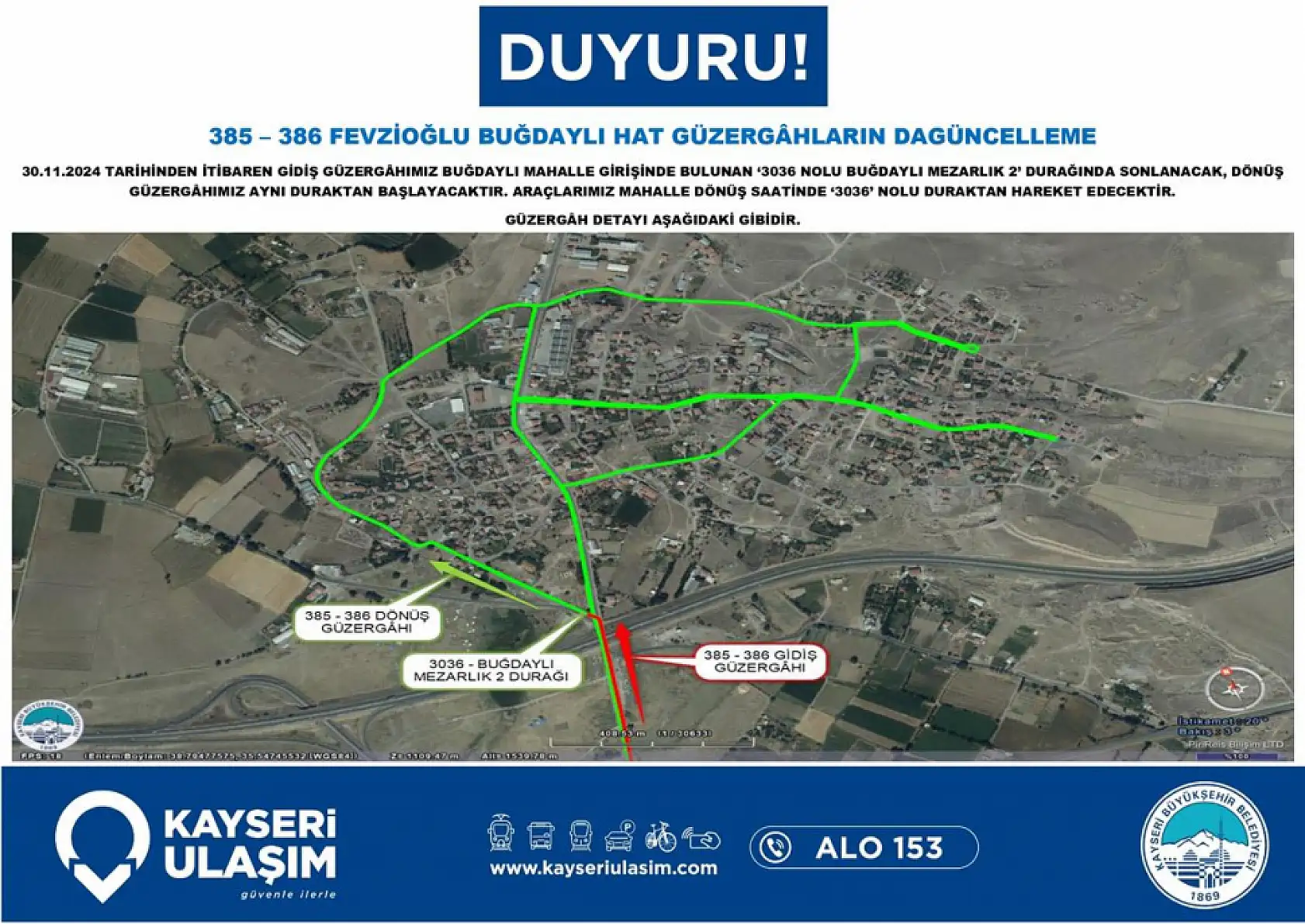 Kayseri'de halk otobüsü hatlarında değişiklik yapıldı