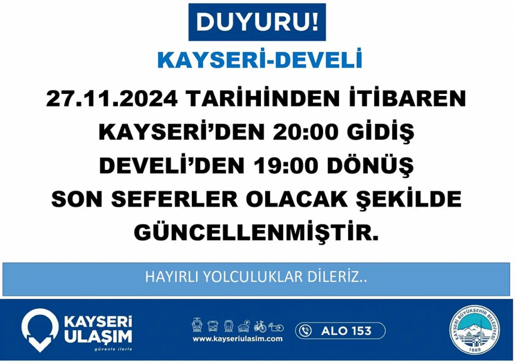 Kayseri'de halk otobüsü hatlarında değişiklik yapıldı